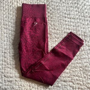 Women’s Gymshark adapt seamless leggings, size medium, red animal print